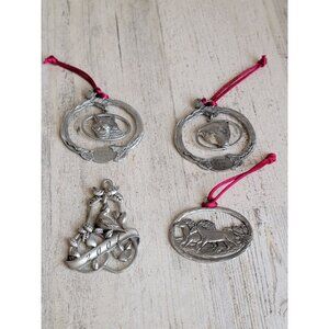 Metal dove fox bear horse ornament Xmas animal set